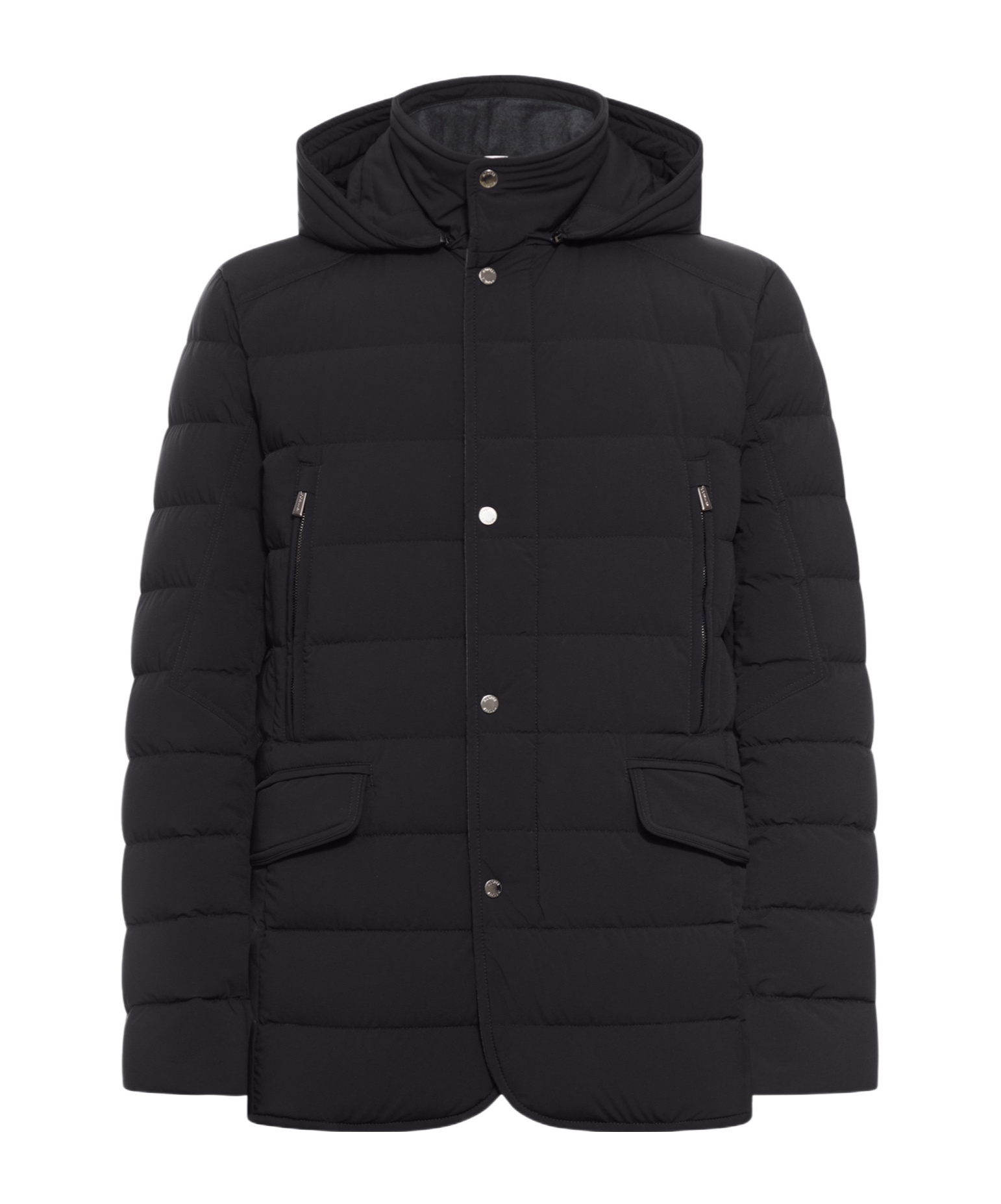 Moorer Long-sleeved Hooded Cotton Jacket In Black