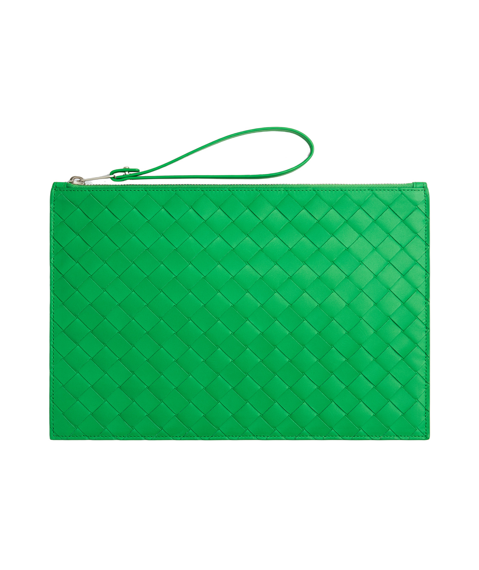 Bottega Veneta Intrecciato-weave Clutch Bag In Green