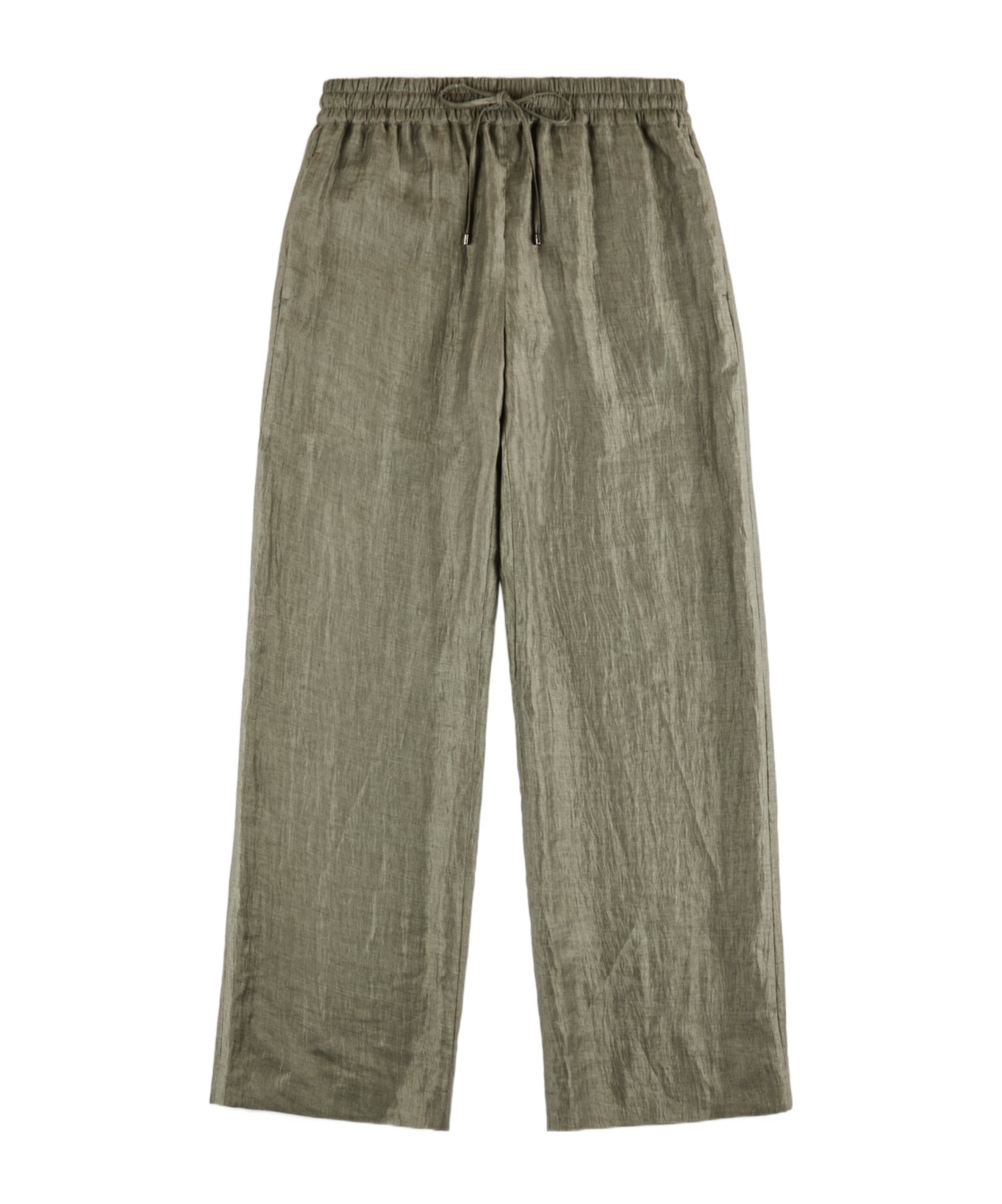 Fay Trousers In Wrinkled Linen In Green