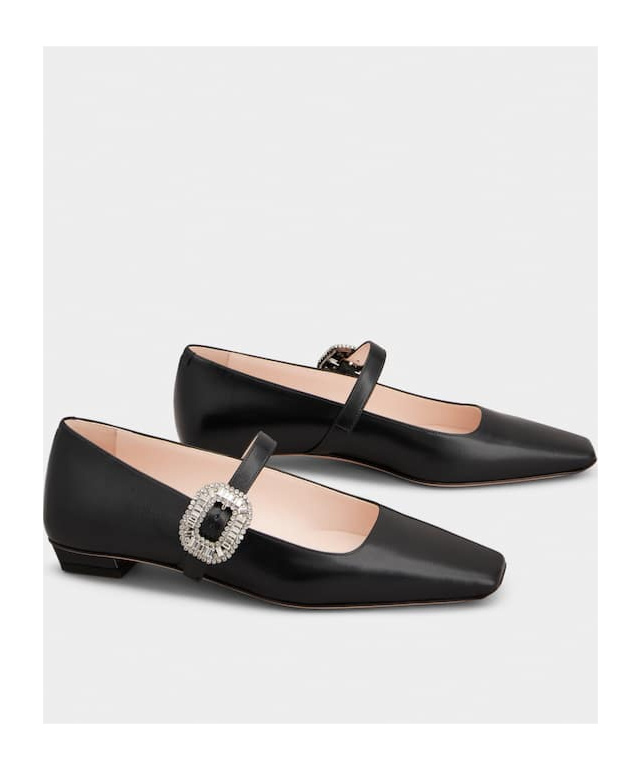 Roger Vivier Crystal Buckle Pointed Toe Strap Shoes