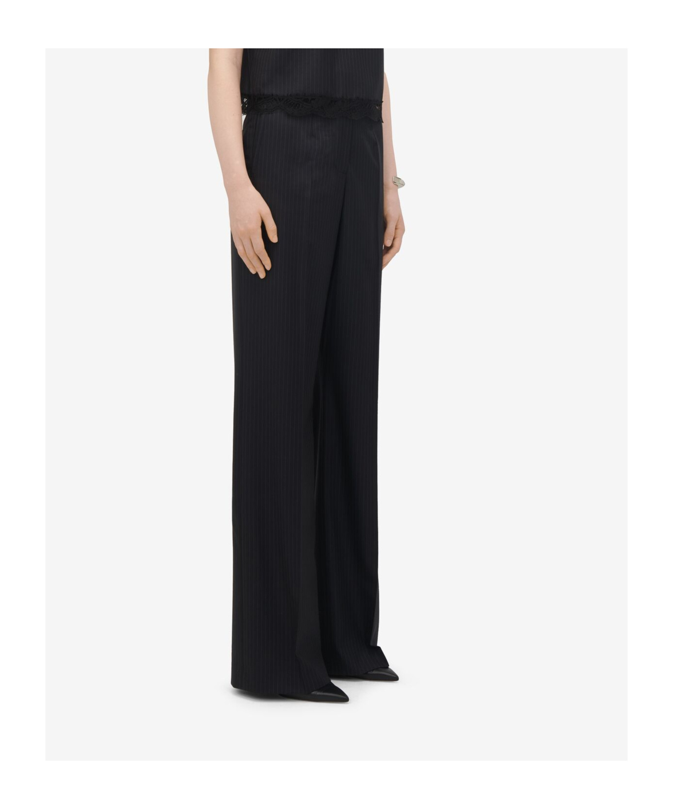 Alexander Mcqueen Pinstripe Tailored Wool Trousers In Black