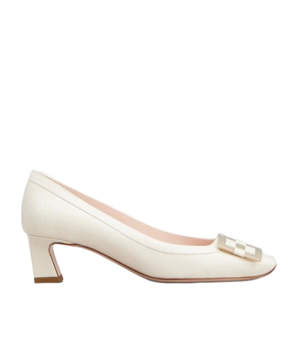 Roger Vivier Belle Vivier 45 Mother-of-pearl Buckle Pumps In Leather In White