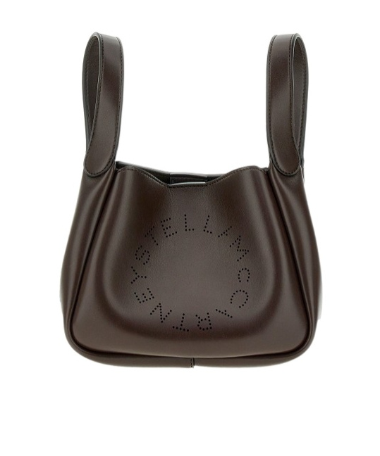 Stella Mccartney Logo Detailed Open Top Handbag In Black