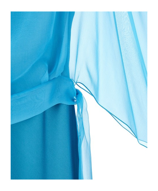 Alberta Ferretti Blue Long Dress With Layered Design And Upper Cape In Blue