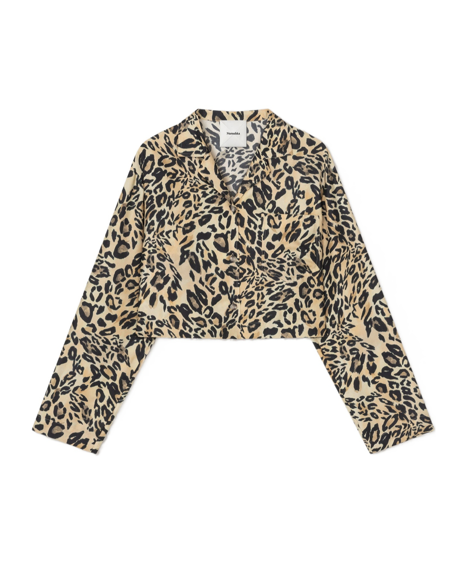 Nanushka Vally Shirt In Animalier Silk In Nude