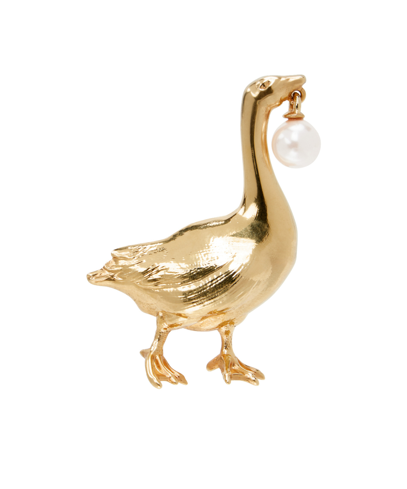 Moschino Archive Goose Brooch In Gold