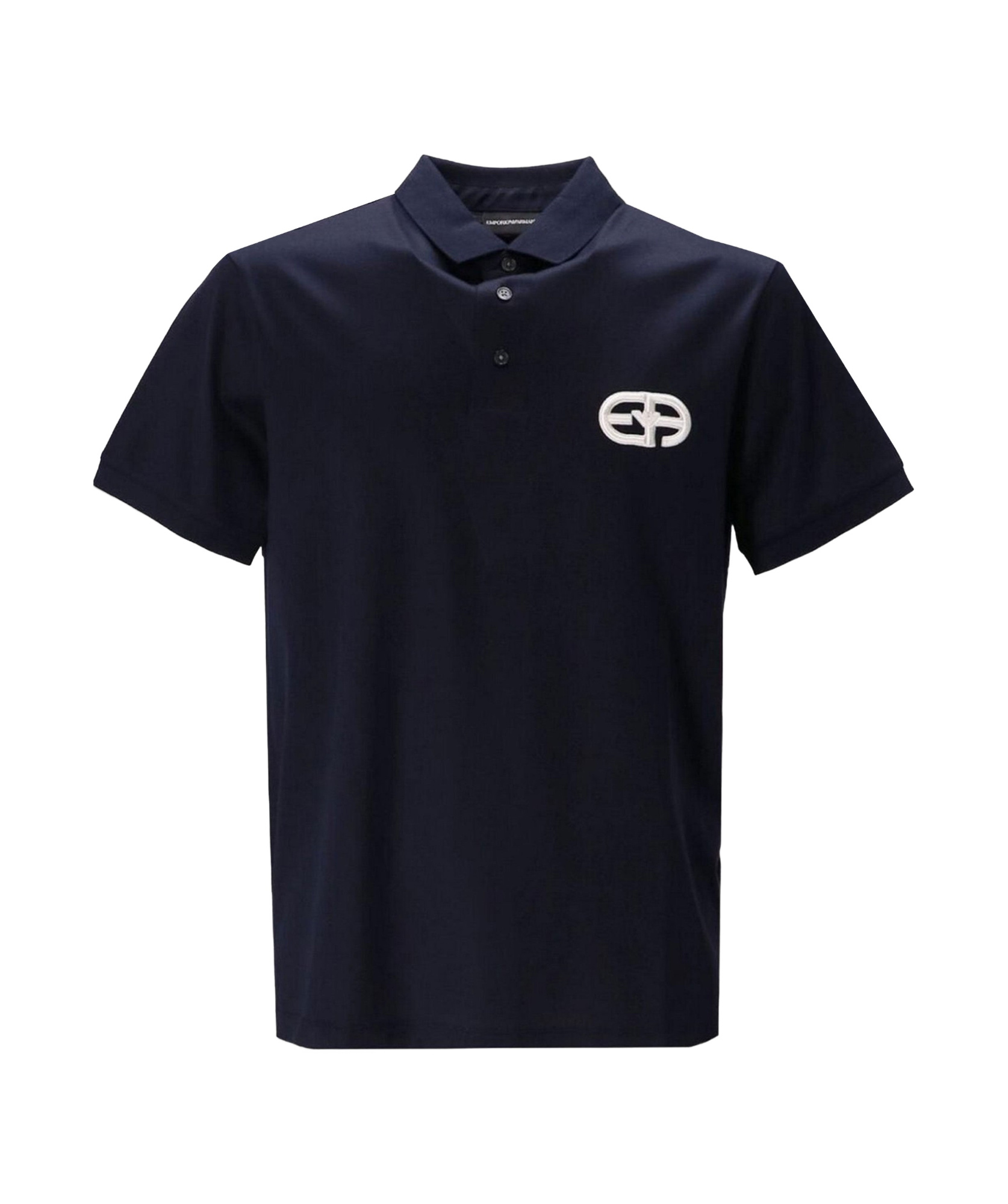 Emporio Armani Embroidered Logo Polo Shirt In Blue