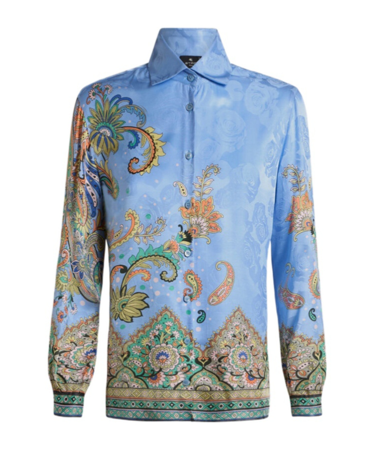 Etro Printed Shirt In Blue