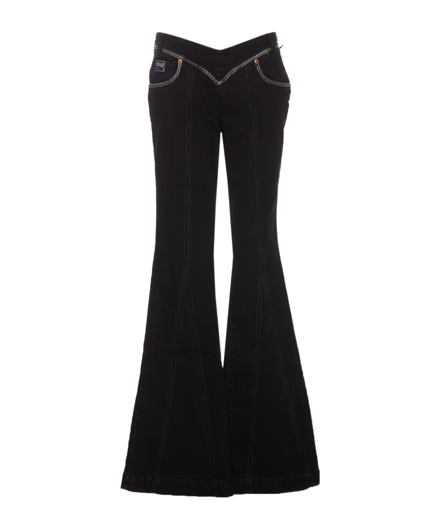 Versace Jeans Couture Logo Patch Flared Jeans In Black