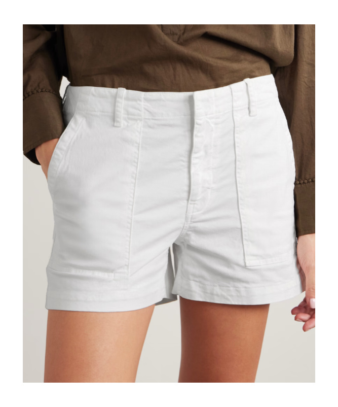 Nili Lotan Utility Cotton-blend Shorts In White