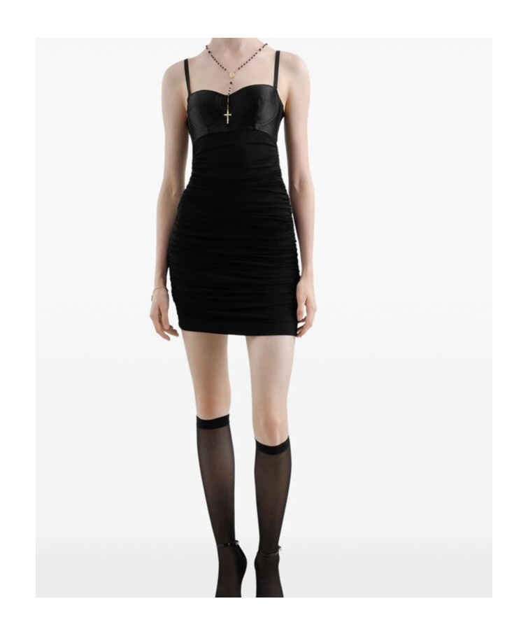 Dolce & Gabbana Satin Corset Mini Dress In Black