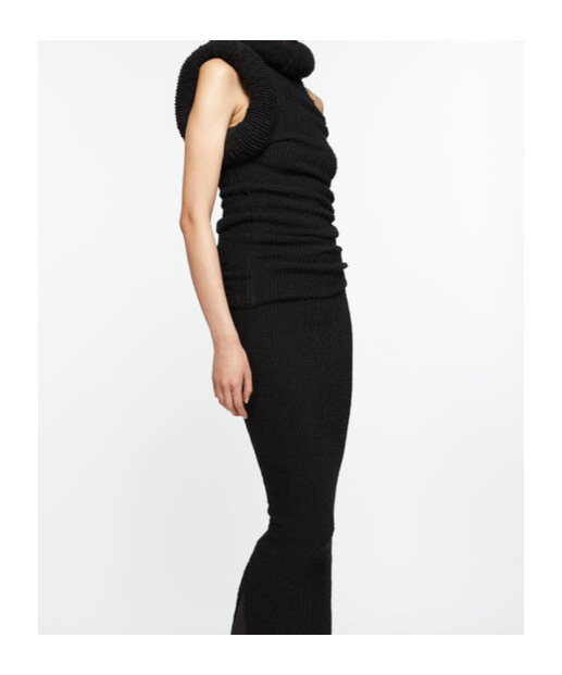Acne Studios Asymmetric Rib-knit Long Dress In Black
