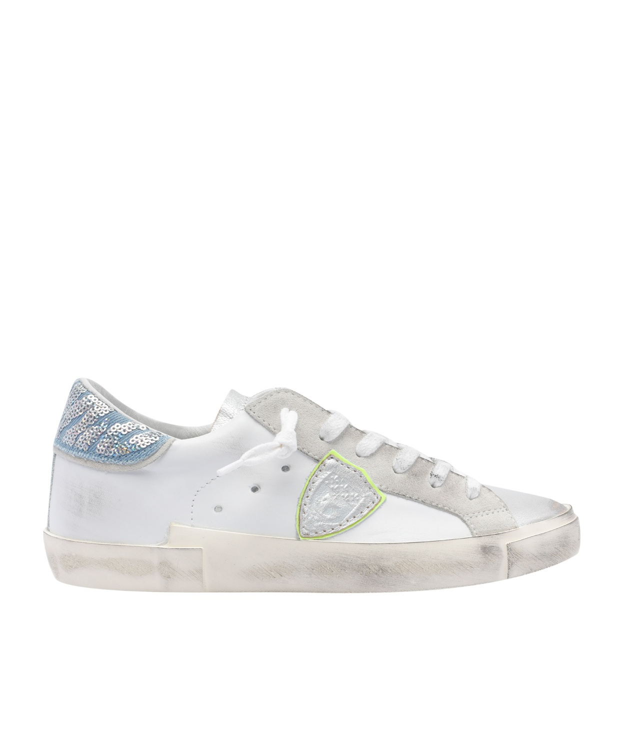 Philippe Model Prsx Low Veau Metal Paillettes Multi Sneaker In White
