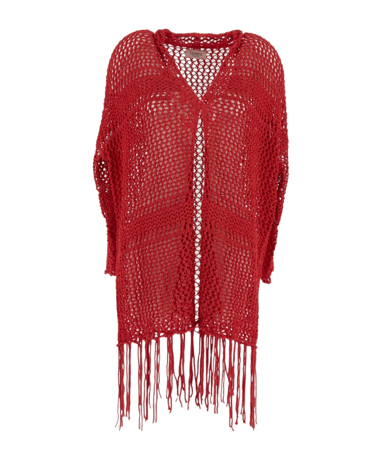 Laneus Openwork Cardigan With Fringe At The Hem