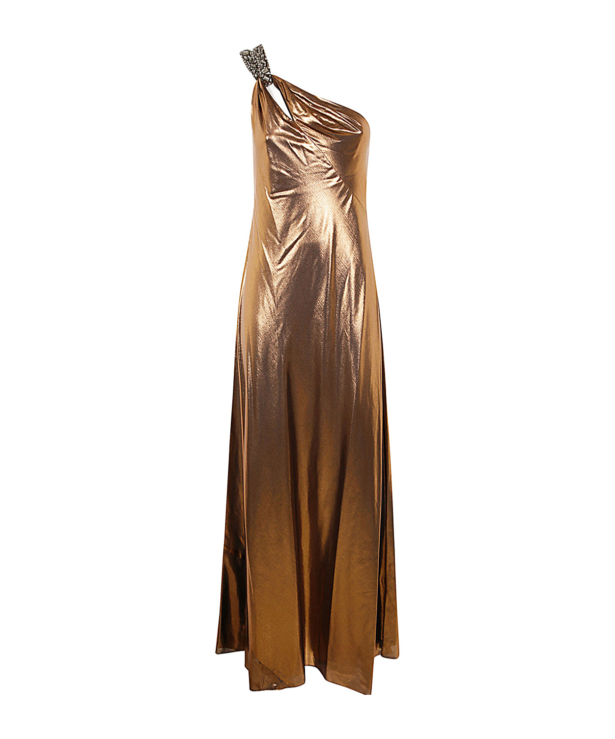 Ralph Lauren Chiffon One-shoulder Dress In Brown