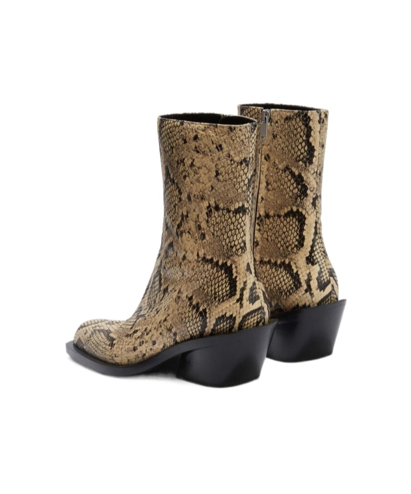 Jil Sander Snakeskin Embossed Leather Boots In Nude