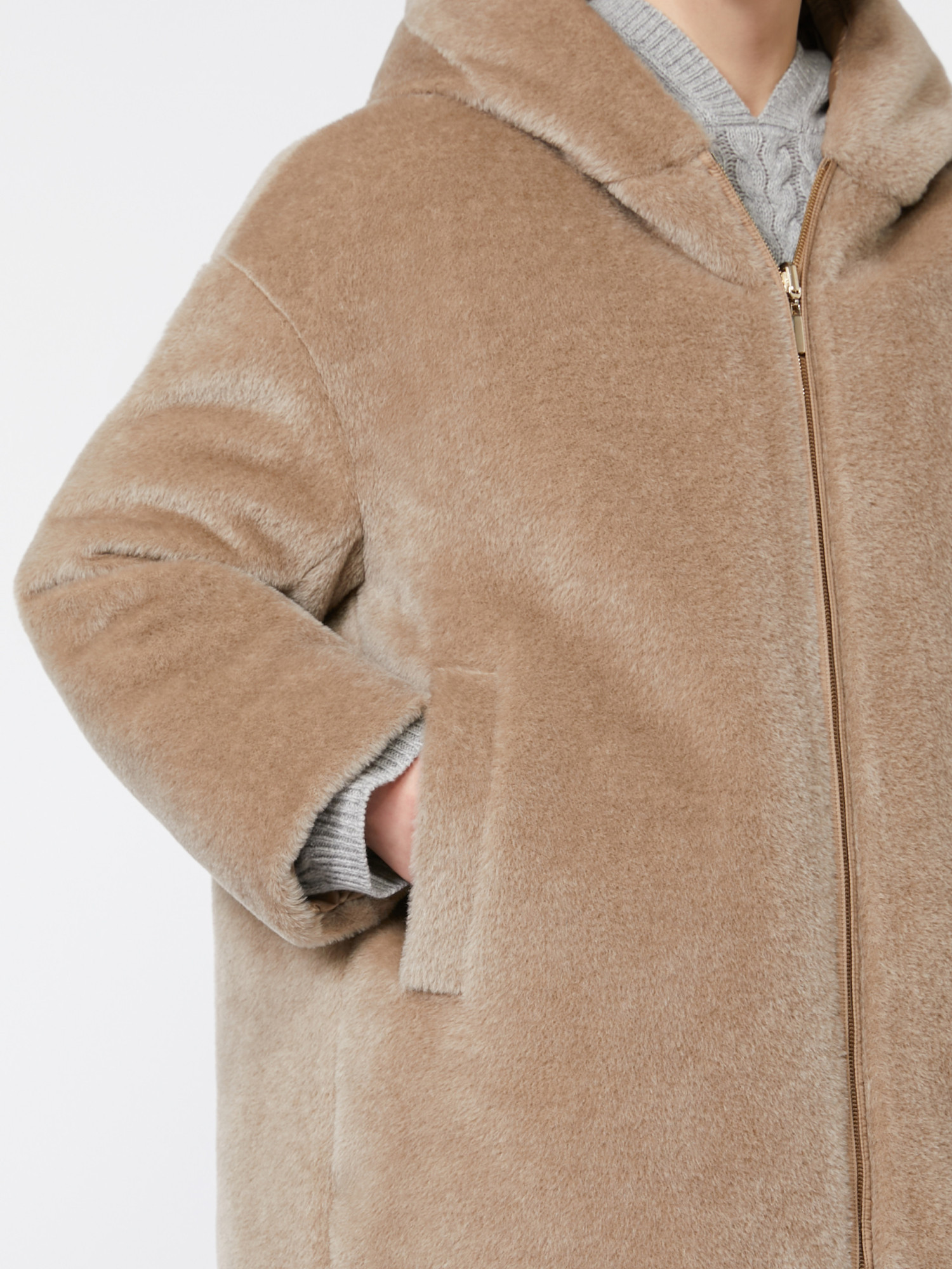 Max Mara The Cube Reversible Zip-up Hooded Coat In Nude