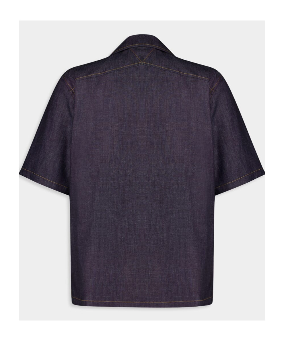 Bottega Veneta Rinsed Indigo Straight Denim Shirt In Blue
