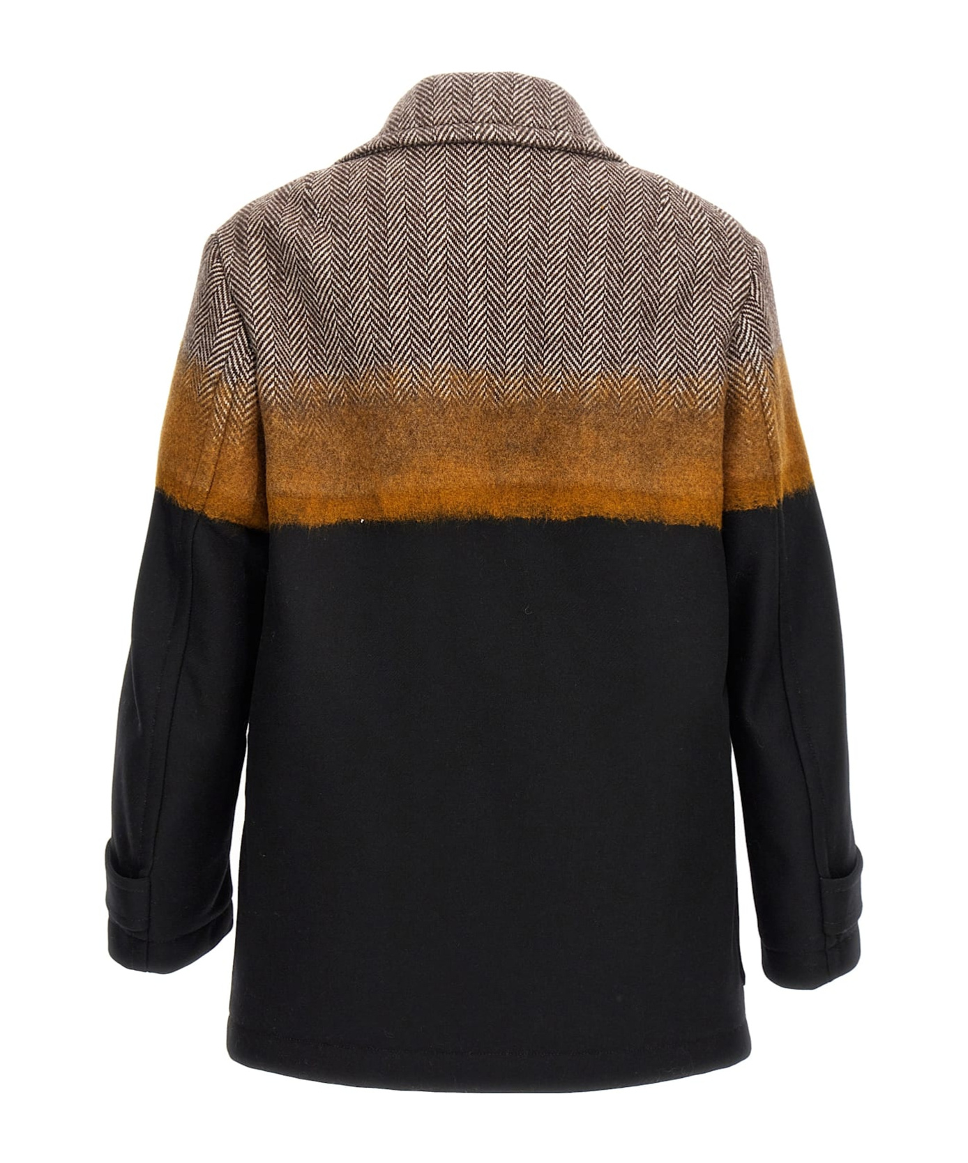 Dries Van Noten Multicolor Stand Collar Coat In Black