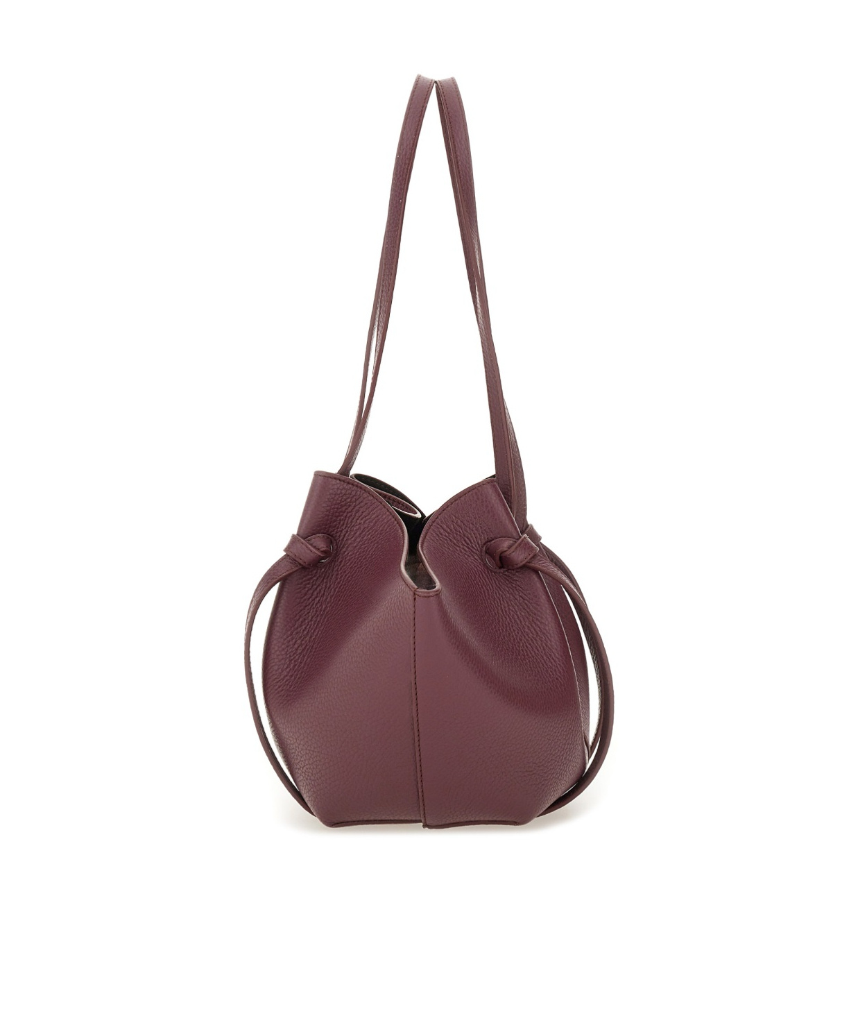 Yuzefi Shoulder Bags With Textured Finish And Long Handles In Burgundy