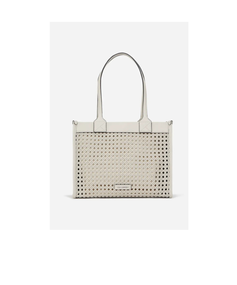 Karl Lagerfeld Woven Shoulder Bag In White