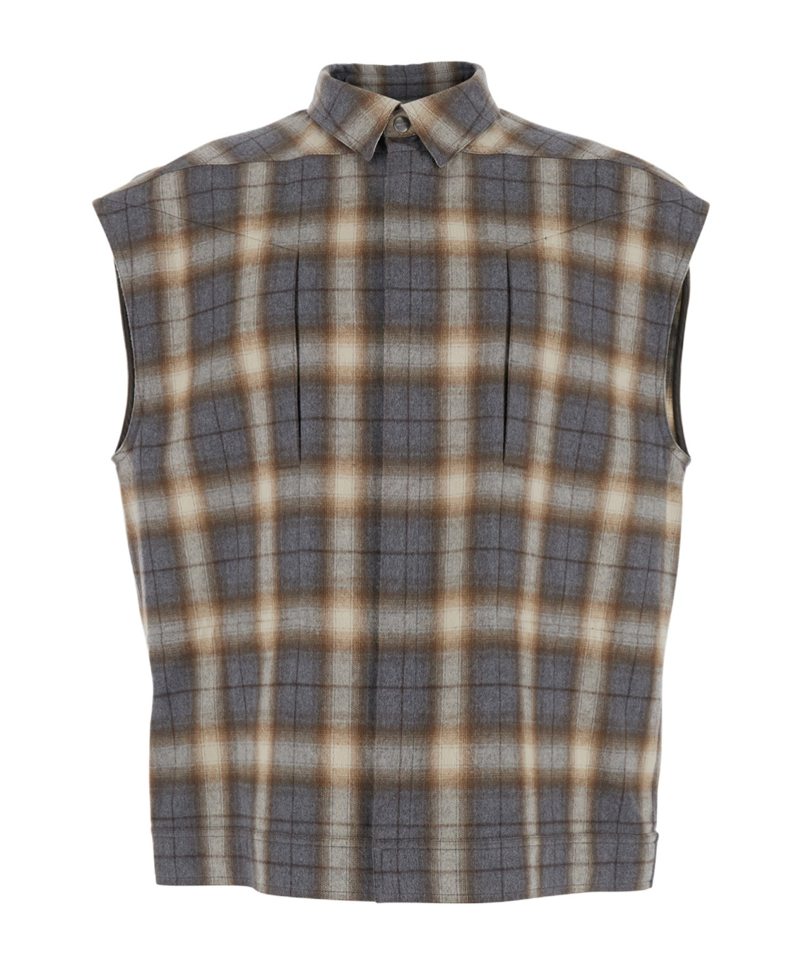 Rick Owens Sleeveless Multicolor Cotton Jacket With Classic Collar In Black