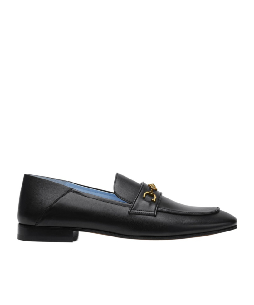 Versace Medusa-plaque Leather Loafers In Black