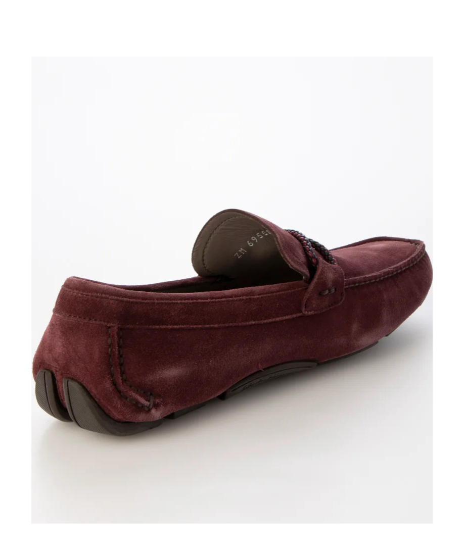 Ferragamo Loafers With Logo Buckle In Brown