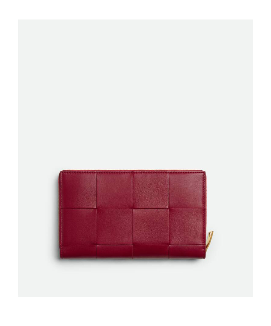 Bottega Veneta Cassette Zipper Wallet In Red