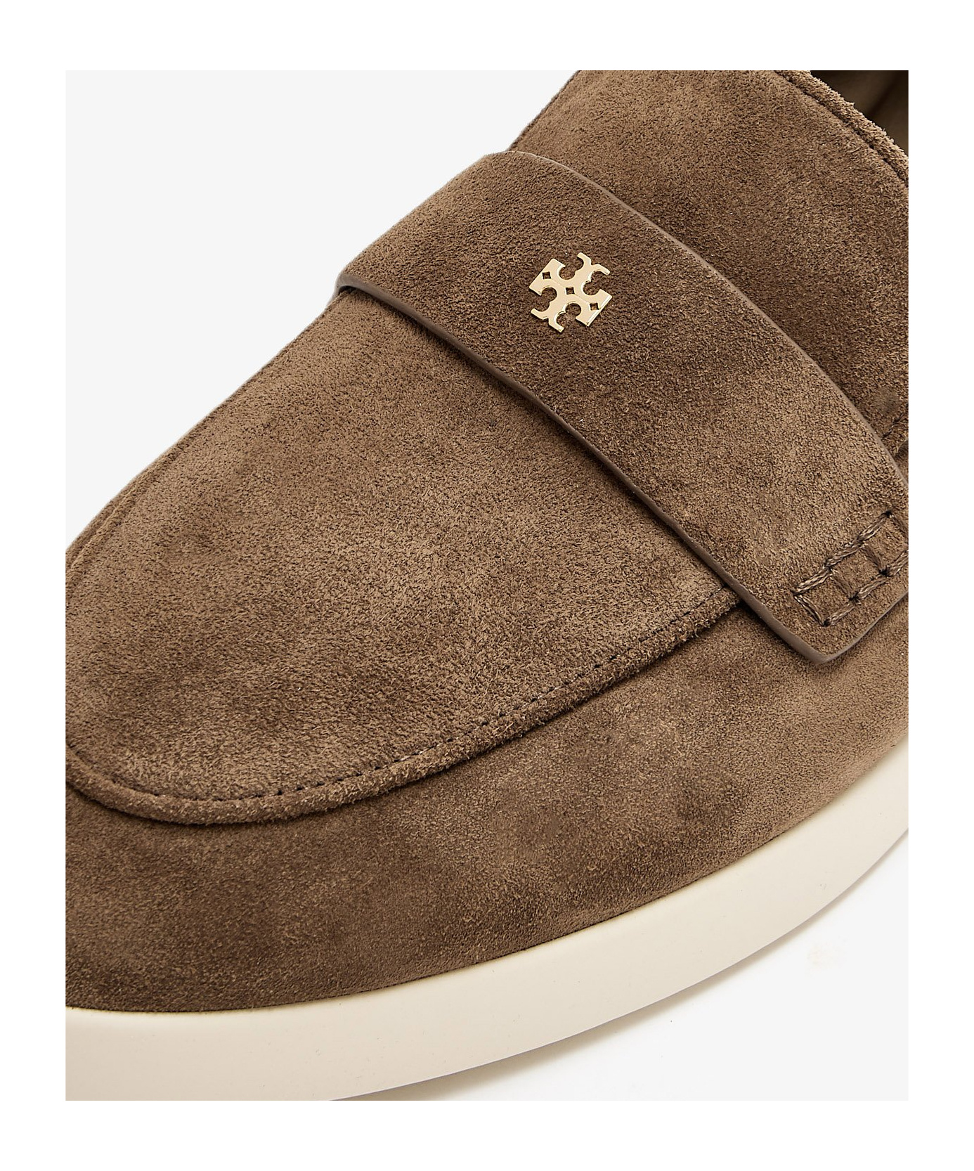 Tory Burch Brown Loafers With Logo Plaque On The Front And Slip-on Design In Green