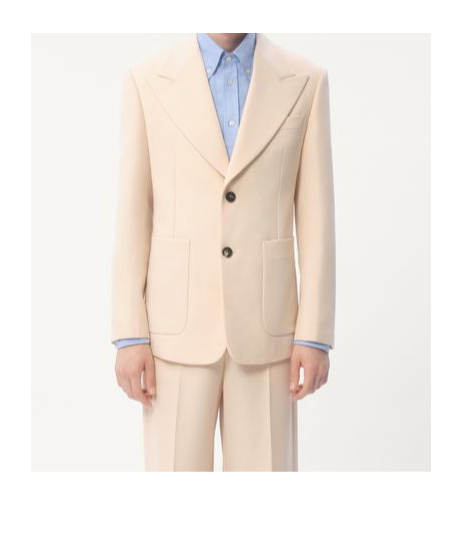 Valentino Single-breasted Wool Gabardine Jacket In Nude