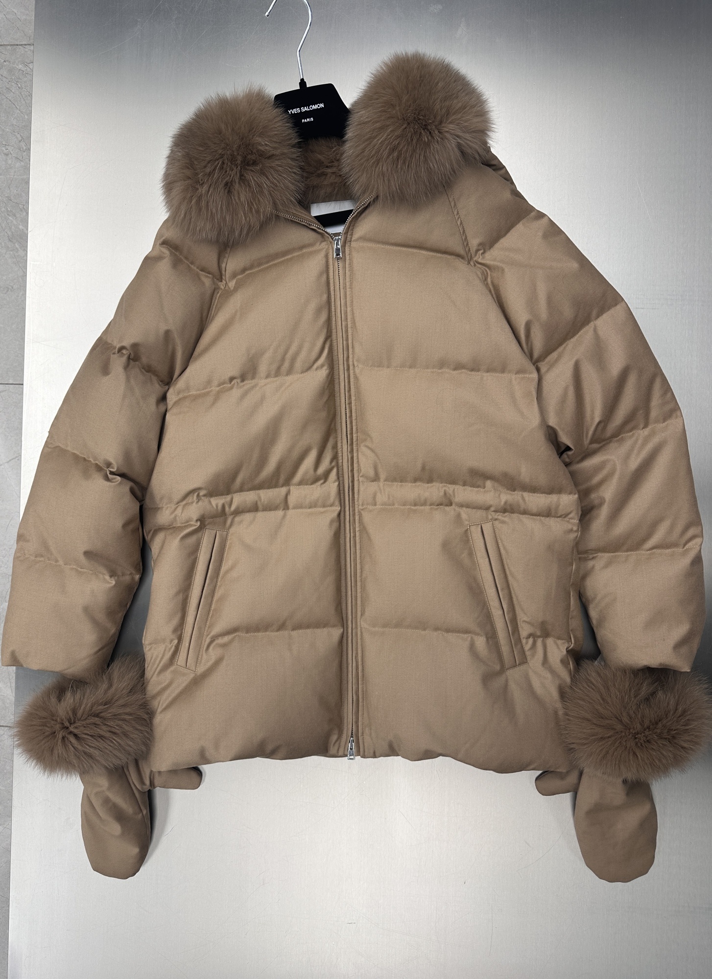Yves Salomon Long-sleeved Down Jacket In Brown