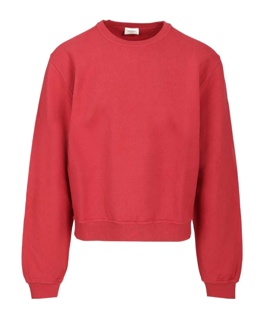 Saint Laurent Cotton Sweatshirt With Crew Neck And Long Sleeves In Red