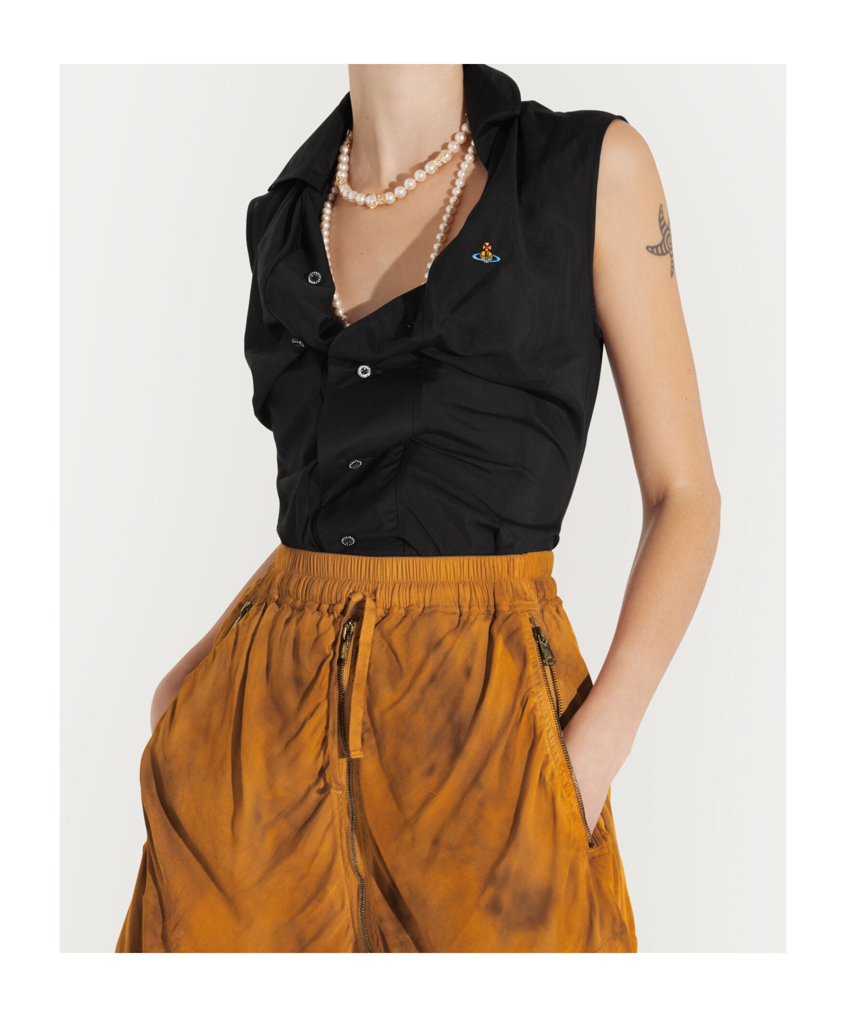 Vivienne Westwood Sleeveless Collared Shirt Button Detailing In Gray