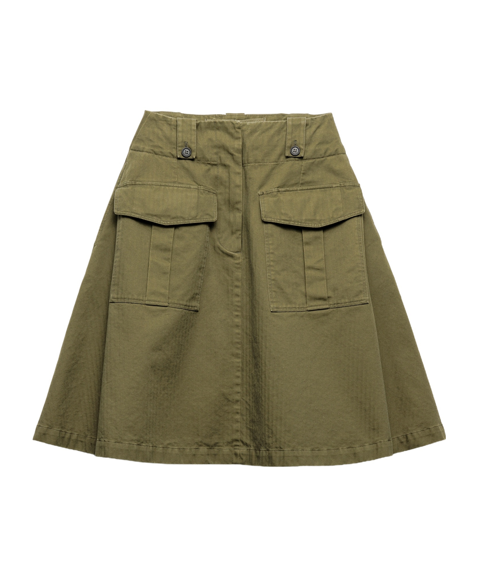 Prada Womens Green Flared Patch-pockets Cotton Cargo Skirt In Military Green