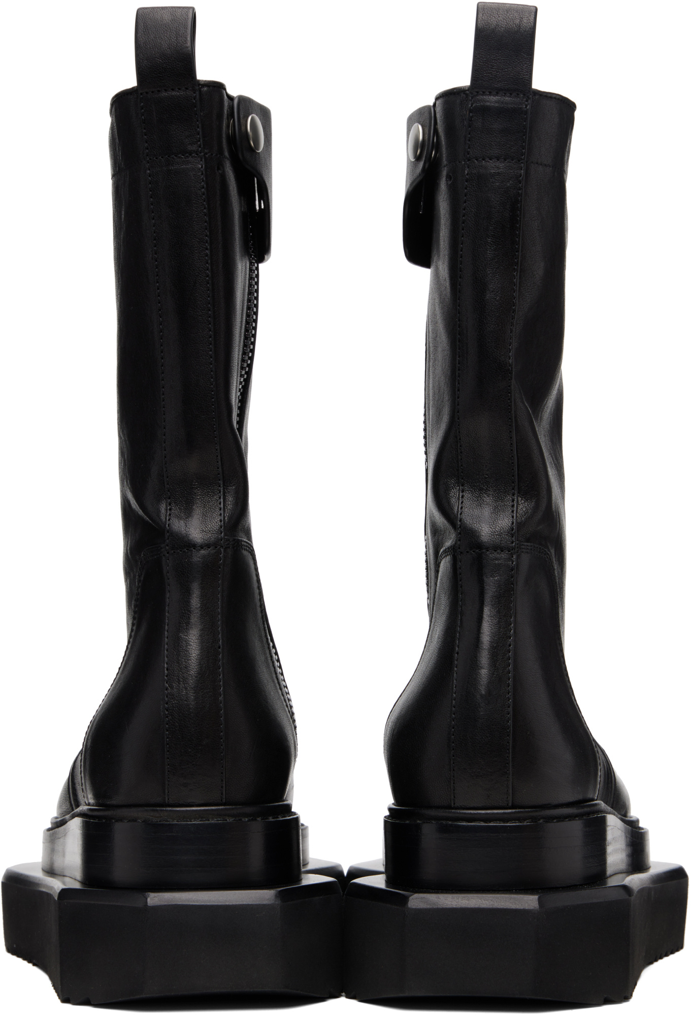Rick Owens Black Concordians Zipped Turbo Cyclops Boots In Black