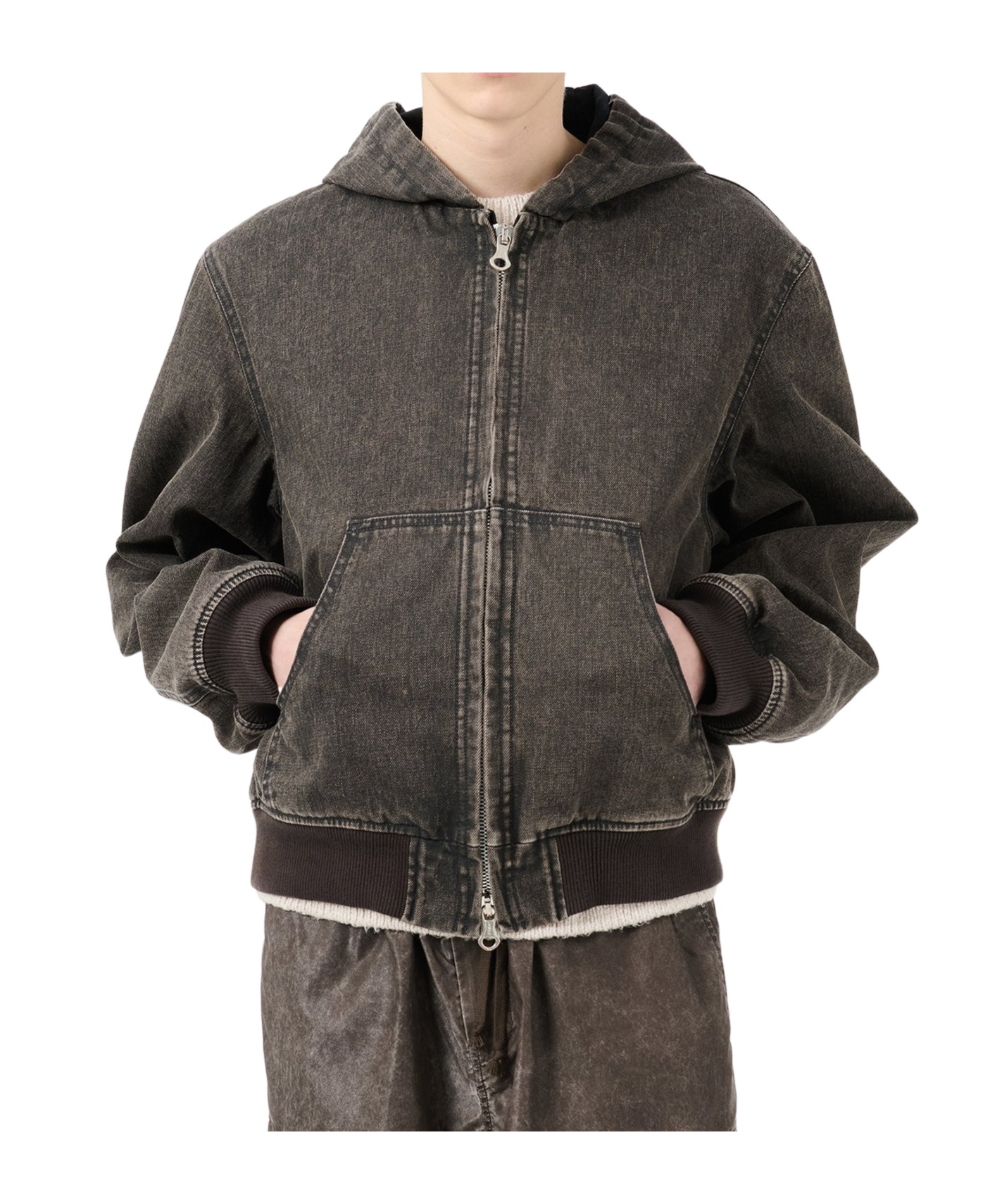 Our Legacy Charcoal Denim Bomber Jacket In Black
