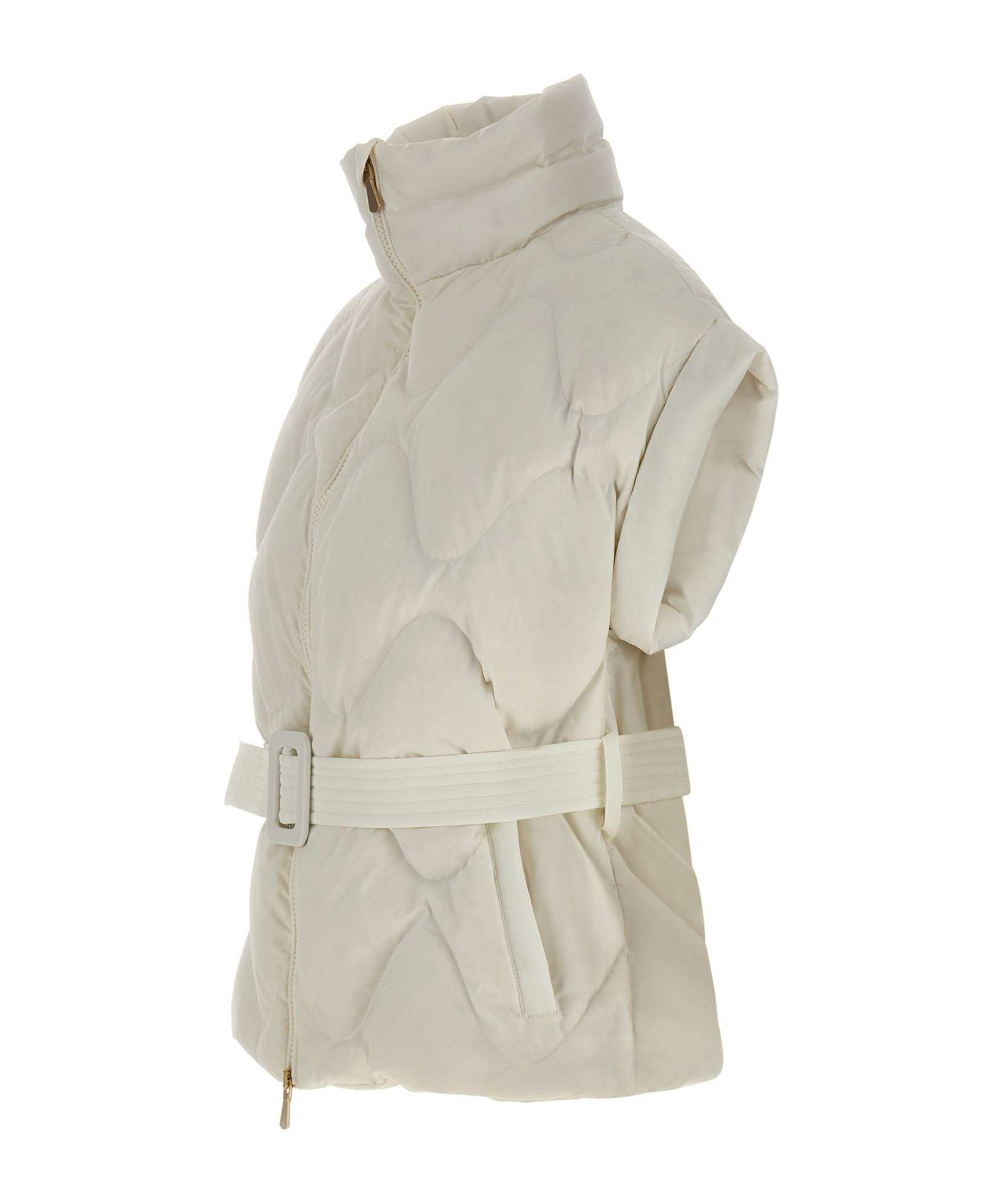 Eleventy Stand Collar Zipper Vest Down Jacket In White