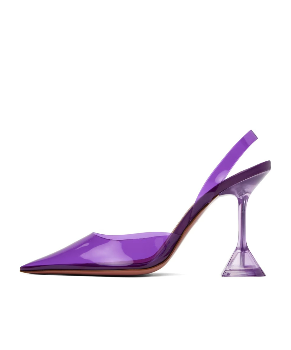 Shop Amina Muaddi Pointed Shallow-mouthed High-heeled Shoes In Purple