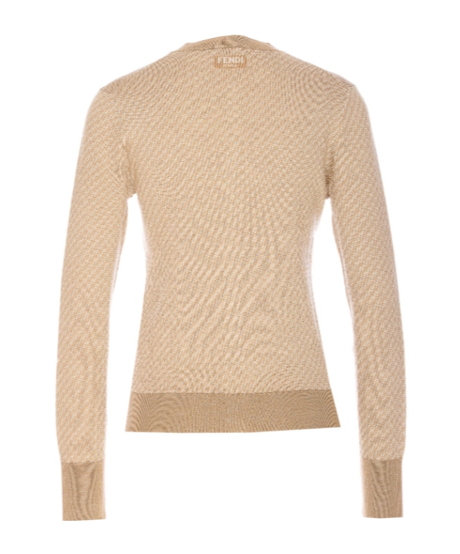 Fendi Embroidered Silk Blend Cardigan In Nude