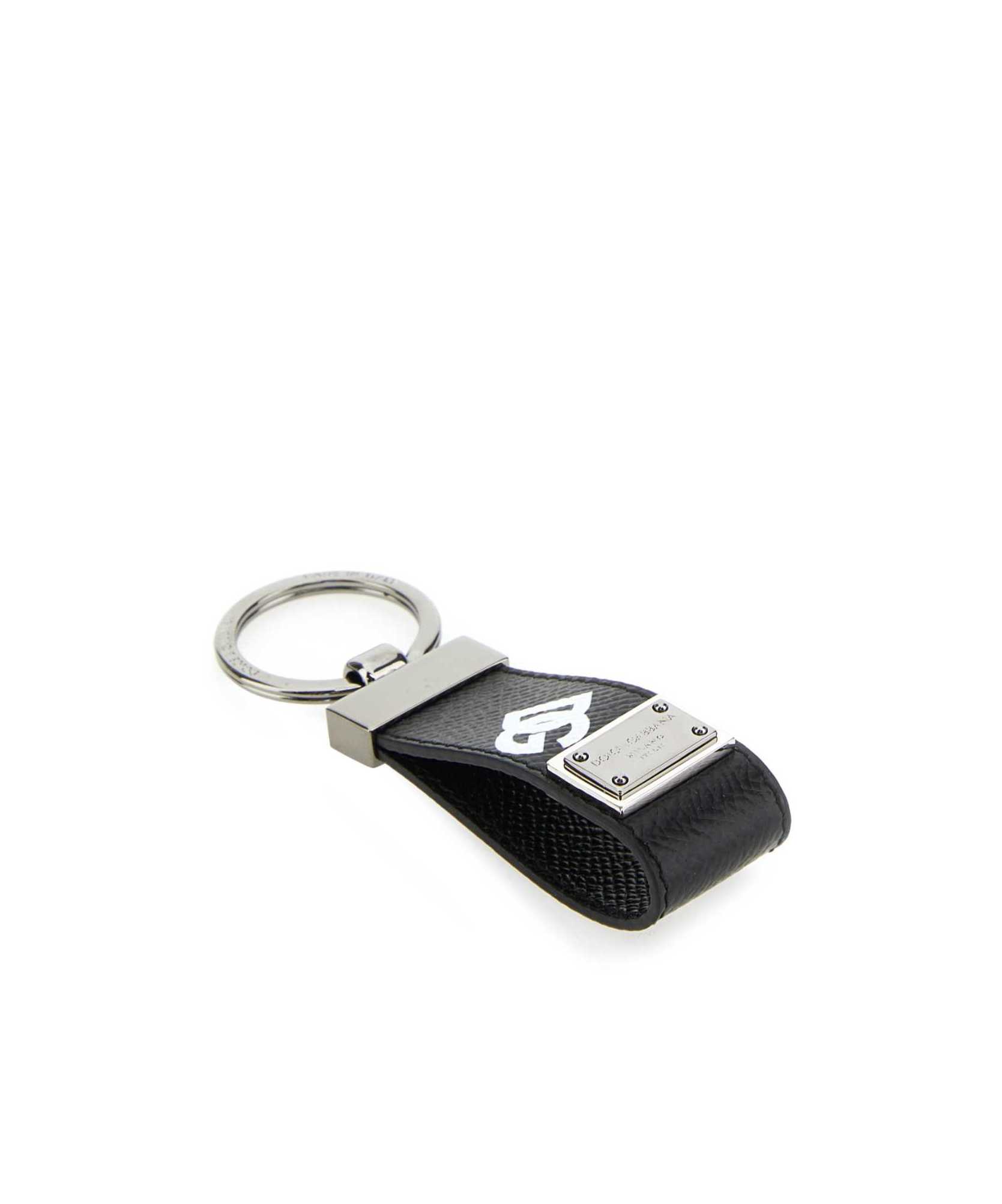 Dolce & Gabbana Logo-print Leather Keychain In Black