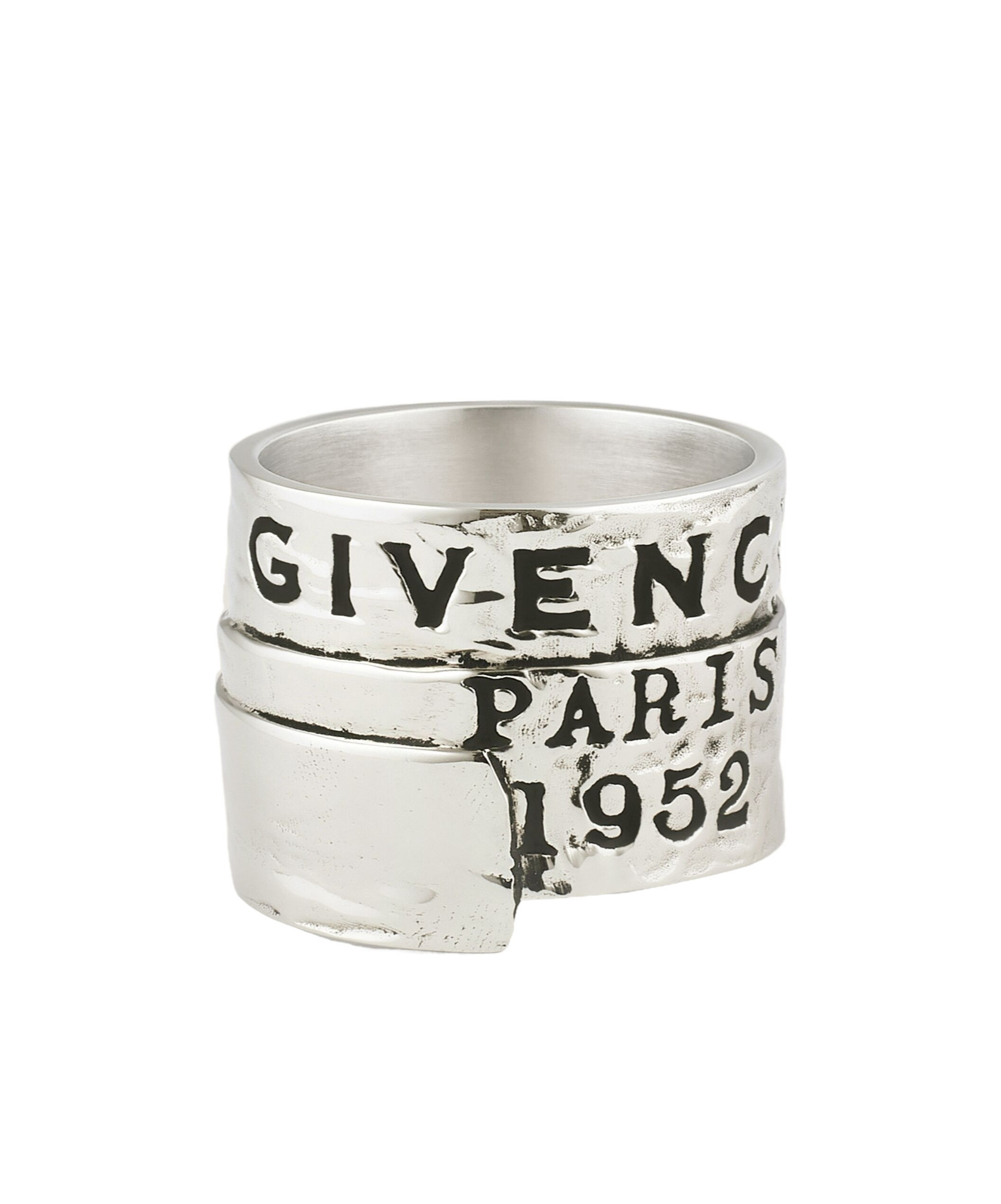 Givenchy Tape Ring In Metal And Enamel In Gray