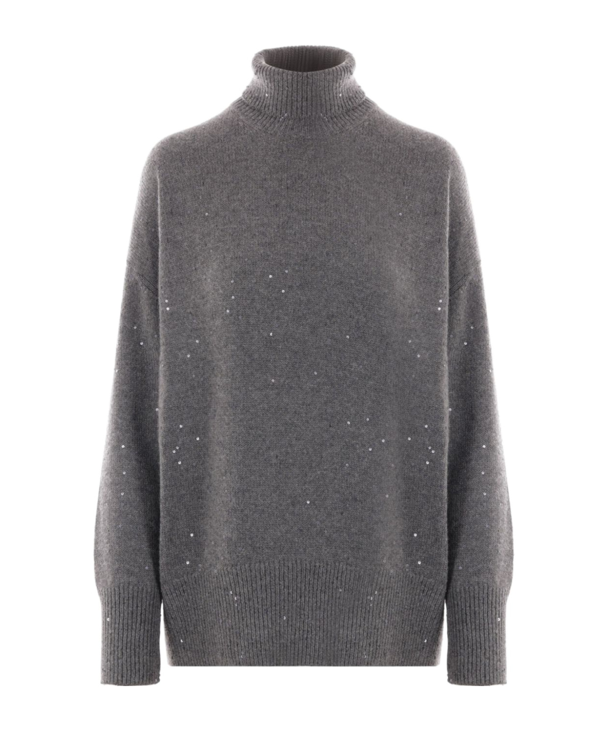 Brunello Cucinelli Sequin-embellished Roll-neck Jumper In Black