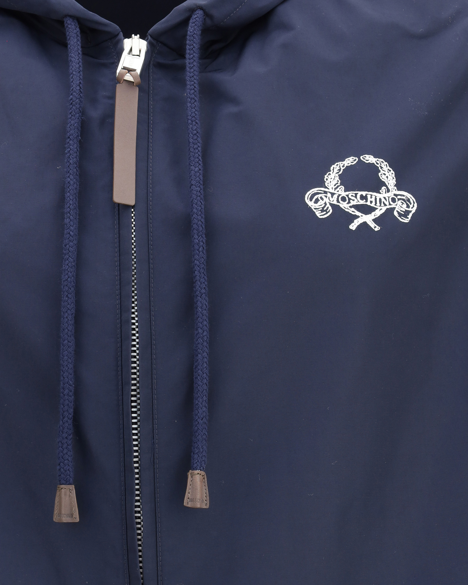 Moschino Drawstring Hem Hooded Jacket With Elasticated Cuffs In Blue