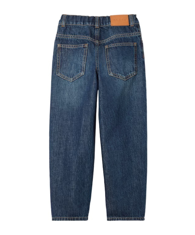 GUCCI GUCCI KIDS LOGO PATCH STRAIGHT LEG JEANS