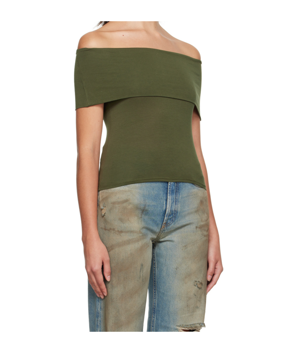 Gimaguas Maya Off-shoulder Jersey Top In Green