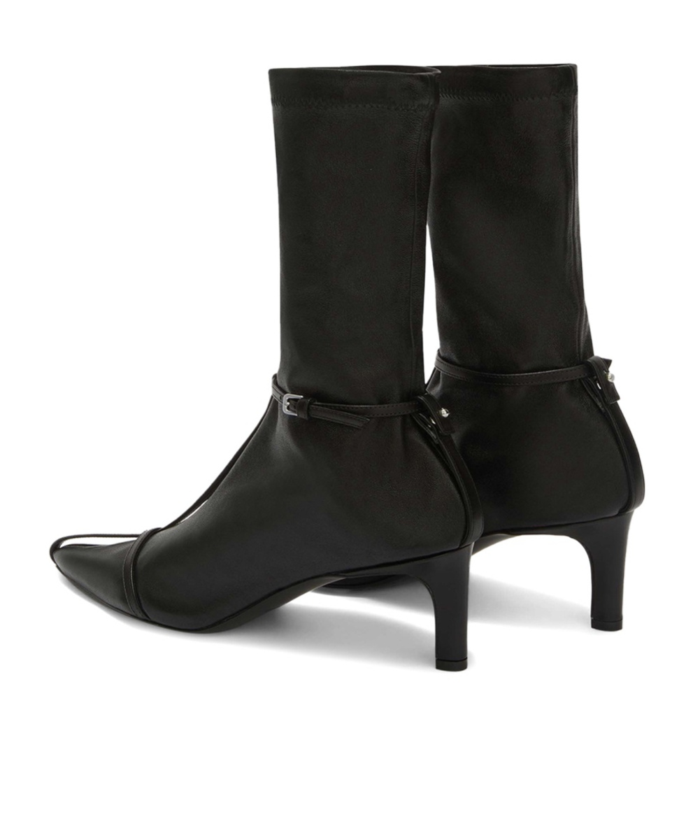 Jil Sander Stivaletto Trunk Nylon T-strap Booties In Black