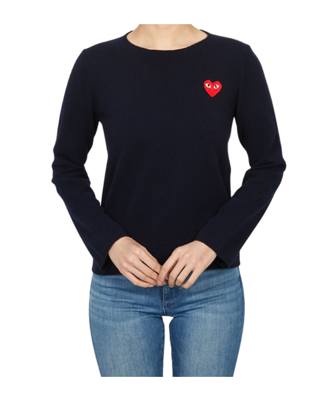 Comme Des Garçons Play Long Sleeve Sweater In Blue