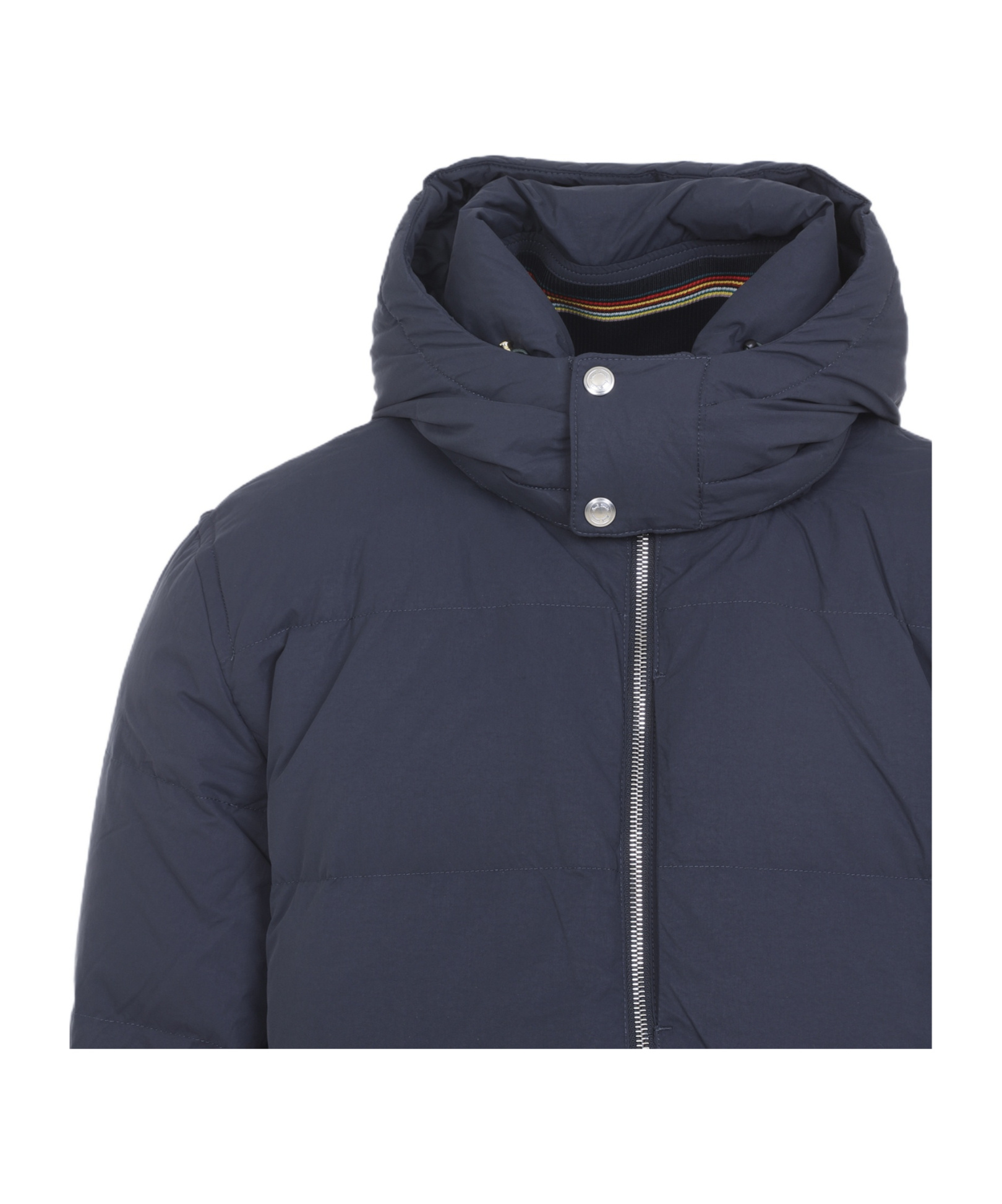 Paul Smith Hooded Navy Blue Polyamide Jacket In Blue