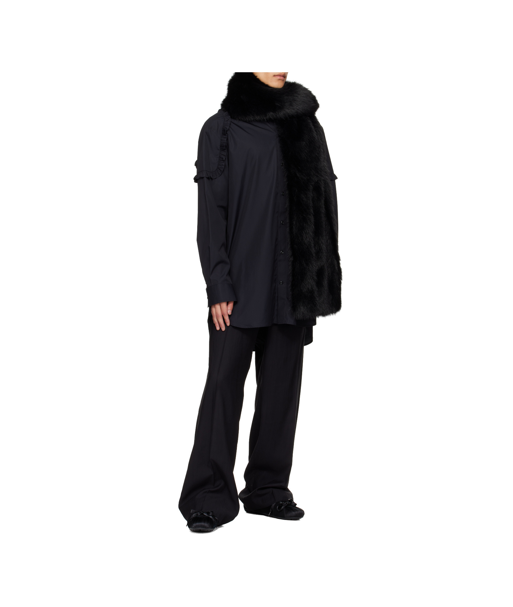 Simone Rocha Triple Slit Faux Fur Scarf In Black